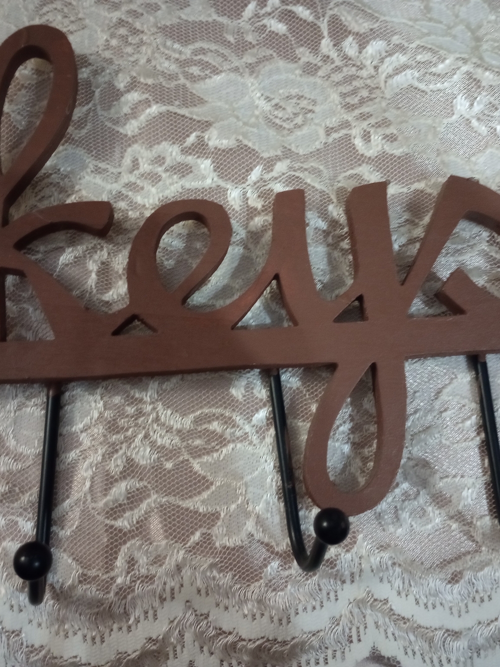 Wall Hook Sign 'Key' in Brown